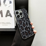 Luksuslik kaetud raamiga Premium Leopard Print Case iPhone 16 Pro Max 15 14 Plus 13 12 Pro 11 k&otilde;ikeh&otilde;lmav kukkumiskaitse kate iPhone 16 Pro Max must