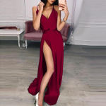 Suvine Naiste Seksikas V-kaelusega Paeltega Kleit L&otilde;hikuga P&otilde;randapikkuses Seelik &Otilde;htukleidid L sinine