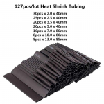 127 tk termokahanevad torud 2:1, elektrijuhtmete kaablite &uuml;mbriste valik elektriisolatsiooni termokahaneva toru komplekt 127pcs must
