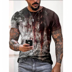3D-printimine Blood Stain Element T-s&auml;rk meestele Moodne O-kaelusega hingav l&uuml;hikeste varrukatega Trend Retro meeste riided Meeste T-s&auml;rk L