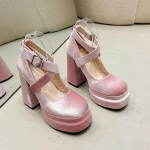 Moodsad seemisnahast paksude kontsadega Mary Jane kingad Naistele &Uuml;lik&otilde;rged Kontsad Madalad Elegantne 2025 Trend Talvised Lolita Kingad Pumbad Seksikad Mujer De Zapatos 35 roosa