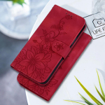 Lily Fower reljeefne klapp nahk&uuml;mbris Motorola G35 G55 G85 G34 G04 G84 G54 G14 E13 tugijala rahakoti kaardipesa kate Motorola Edge 50 kabuuri jaoks Motorola G54