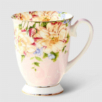 Sinised roosad lilled P&otilde;hja-Euroopa Bone China kruusid, suure mahutavusega loominguline pastoraalne keraamiline veetass piima ja kohvi jaoks Kodune teekomplekt roosa