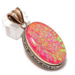 Natural Pink Triplet Opal Gemstone Handmade Copper Jewelry Pendant 2.21 g3m94