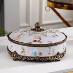 Euroopa stiilis kuivatatud puuviljavaagen Kodu loominguline lihtne meloniseemned suupisted puuviljavaagen kaanega elutuba p&auml;hklid kommikarp