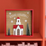 Christmas Decoration Box Sign 9.5 x Wood Farmhouse Village House for Wood Frame