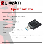 Kingston MLP SD-kaardi lugeja USB 3.2 UHS-II SD-kaardi lugeja SDHC SD-lugeja SDXC-m&auml;lukaardilugeja USB-adapter MobileLite Plus arvutile MLP【SD Card Reader】