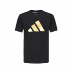 Adidas Tr&uuml;kitud Logo Vabaaja Kerge Kiirkuiv &Uuml;mmarguse Kaelusega L&uuml;hikeste Varrukatega T-s&auml;rk Unisex Topid Must Kuld ADICLTSPSTK-BG M