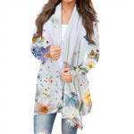 Naiste iseseisvusp&auml;eva printimisega pikkade varrukatega eesmine kardigan, tr&uuml;kiga kerge jakk L sinine