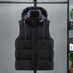 Uued s&uuml;gistalvised meeste kapuutsiga vest puuvillased moesoojad vestid M must