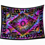 Bless International k&auml;sitsi valmistatud India hipi Boheemian Psychedelic Celestial Sun Moon Seinale riputatav voodipesu gobel&auml;&auml;n (Lilla multi) Poster