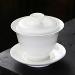 Lambarasv Jade valge portselan Gaiwan 360 &deg; Filtreeritud teekauss P&otilde;letusvastane disain &Uuml;ks keraamiline teetass Kung Fu teekomplekt