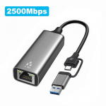 2500Mbps Etherneti adapter USB 3.0 Type C v&otilde;rgukaart 2.5G Ethernet Gigabit Adapter Lan Card Hub MacBook iPad Win 7/8/10/11 jaoks 2500mbps