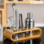 10-osaline premium roostevabast terasest kokteilisegisti komplekt elegantse bambusest alusega - t&auml;ielik komplekt kodu- ja baaribaarmenidele kasutamiseks