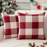 Merry Christmas Buffalo Check Home Decor padjakatted, j&otilde;ulupunased, mustad ja beežid talumaja diivani padjakatted 18 inches * 18 inches punane