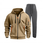 Meeste &uuml;hev&auml;rviline dressikomplekt, 2-osaline, mugav kapuutsiga Jogger dressip&uuml;ksid jooga treenimiseks M khaki