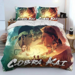 3D Prinditud Cobra Kai Karate Voodipesukomplekt Tekikott Voodikomplekt Tekikate Padjap&uuml;&uuml;r Tekk king Queen Suurus Poisid T&auml;iskasvanud Voodipesu 135X200cm-2pcs