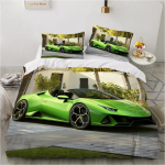 Kohandatud 3D tekikottide komplekt, Luksuslik voodipesukomplekt Kuninglik/Kuninganna/Kahekohaline suurus, Prinditud tekikottide komplekt, 2/3 tk voodipesu, Voodikomplekt Lamborghini EU single(135x200cm)