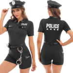 Naiste politseiametniku vormiriietus Halloweeni cosplay kost&uuml;&uuml;m koos v&ouml;&ouml;-rahakotti m&uuml;tsi k&auml;tistega XL must