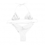 2 tk/komplekt Naiste ujumistrikoo komplekt, p&auml;itsetega alustraat, polsterdatud rinnahoidjata, k&otilde;rge v&ouml;&ouml;kohaga bikiinp&uuml;ksid, rannariided S valge