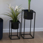 444267 House Nordic Pots &agrave; fleurs 2 pcs Lena Noir