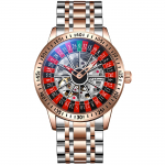 Dulunwe Ruleti automaatne mehaaniline k&auml;ekell meestele, p&ouml;&ouml;rleva sihverplaadiga disainiga &otilde;&otilde;neskellad roostevabast terasest veekindel luksuslik k&auml;ekell roosa kuldne v&auml;rv