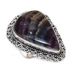 Natural Fluorite Gemstone Handmade 925 Sterling Silver Jewelry Ring Size 8 y2u73
