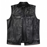 Meeste kunstnahast vest Klassikaline meeste krae Mootorratta nahkvest stiilne riietus XS must