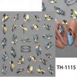 3D Golden Wave Line K&uuml;&uuml;nekleebis Marmorsinine Geomeetria Abstraktsed Lilled Nail Art Liugurid Kleebised Fooliumid Manik&uuml;&uuml;r Kaunistused CHTH