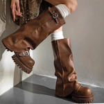 Naiste kingad Slip-on Naiste saapad Mood Pandlaga Kaasaegsed Saapad Naised Talv &Uuml;mara ninaga Platvorm Kuni p&otilde;lvini saapad 39 pruun