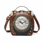 Retro PU naiste k&auml;ekott D002# - &Otilde;la- ja crossbody-kott AA-patareiga kellaga pruun