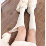 S&uuml;gis- ja talvised naiste silmkoelised sokid &uuml;hev&auml;rvilised vertikaalsed latid, soojad p&otilde;lveni ulatuvad sokid Harajuku mood Lolita sokid One Size valge