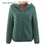 Villane kapuutsiga kehasse liibuv paksendatud soe puuvillane mantel naistele moekas &uuml;hev&auml;rviline &uuml;laosa suur suurus vabaaja slim jope L armee roheline v&auml;rv