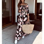 Naiste suvine &otilde;lavaba Bohemian Beach Maxi kleidid Print Boho pikk kleit XXL must
