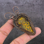 Bamboo Jasper Handmade Copper Wire Wrap Jewelry Pendant 2.88 n8z22