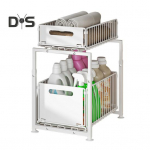 K&ouml;&ouml;giriiul Tugeva Kandev&otilde;imega Suure Mahutavusega Reguleeritava K&otilde;rgusega 2-korruseline Valamu Alune Korraldaja V&auml;ljat&otilde;mmatavate Sahtlitega B valge