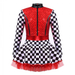 T&uuml;drukute v&otilde;idus&otilde;itja kombinesoon ruudulise mustriga pikkade varrukatega k&otilde;rge kaelusega s&auml;delevate paigalappidega Halloweeni cosplay 3-4 Years must