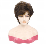 Pruunid parukad naistele S&uuml;nteetiline juus L&uuml;hike tukkidega parukas Naturaalsed soengud Emaparukas Vabaaja soeng Hele v&auml;rv Emaparukas Igap&auml;evane pruun