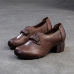 Johnature Retro Naiste Kontsad Kingad Vabaaja Ehtne Nahk T&ouml;&ouml;le Sobivad Mitmek&uuml;lgsed Naiste Slip-on Kingad 35 must