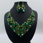 Elegantne Euroopa-Ameerika kristallide ehtekomplekt: Kaelakee, K&otilde;rvar&otilde;ngad naiste &otilde;htu-, pruudi- v&otilde;i banketikleidi juurde roheline