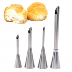 4 tk Eclairi lehtpihustid tassikoogi t&auml;itetoru kondiitritoodete s&uuml;stla koore torude otsikud 4 Pcs