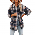 Naiste harjatud ruudulised s&auml;rgid, pikkade varrukatega flanellist rev&auml;&auml;riga n&ouml;&ouml;pn&ouml;&ouml;bitud taskuga jakk-mantlid XXL