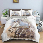 3D Loomatr&uuml;kiga Tekikotikomplekt Valitsev Galopeeriv Hobune Voodipesukomplekt Pehme 2/3tk Pol&uuml;ester Tekikotid Padjap&uuml;&uuml;riga US Twin(172x218cm)