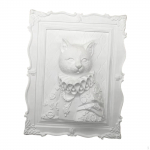 Paintable Cat Figurine Statue to Paint 3D Embossed Cats Frame DIY Unpainted Plaster Animal Male Cat