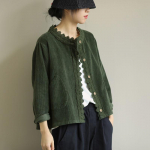 Vintage riided velvetist s&auml;rk jakk Naiste pits&otilde;mblus Lahtine s&uuml;gisene naiste mantel O kaela vabaaja l&uuml;hike jope XXXL roheline