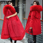 Naiste 6XL &uuml;lisuur tuulepluus Naiste Parka Fashion talvejope Fliisist pika kapuutsiga Parka Trench-mantlid 2023 4XL roheline
