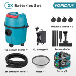 YOFIDRA 35kPa Elektriline M&auml;rg- ja Kuivtolmuimeja 10L Mahuti Ratta ja Makita Akupistikuga Kodused T&ouml;&ouml;stuslikud Puhastust&ouml;&ouml;riistad 2xBattety-EU Plug