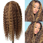 30-tolline esilet&otilde;stetud ombe pitsiga esiosa parukas, blond lokkis 13x6 HD meeblond 4/27 s&uuml;gav laine pitsiga esiosa parukad, juustega vormitud 30inches&1pc white