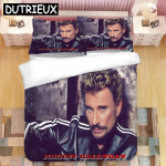 Johnny Hallyday 3D Prinditud Voodipesukomplekt Tekikotid Padjap&uuml;&uuml;rid Tekk Voodipesukomplekt Voodiriided Voodipesu EU single(135x200cm)