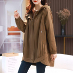 Naiste kevad- ja s&uuml;gispluss suuruses kapuutsiga lukuga sektsioon keskmise pikkusega lahtine ja &otilde;huke tuulejope XXS